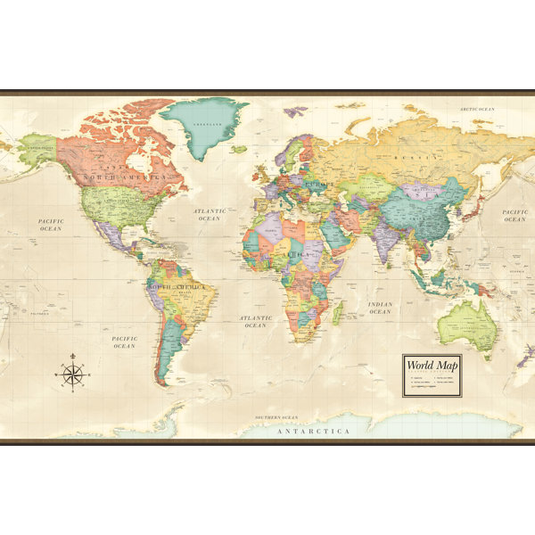 Breakwater Bay Classic World Map Wrapped Canvas Print Wayfair.co.uk